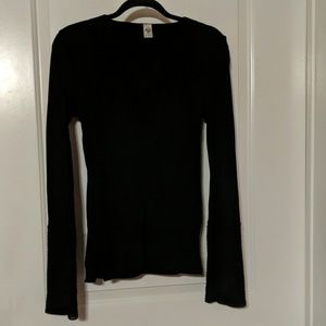 Tunic top with crochet bell sleeves and neckline